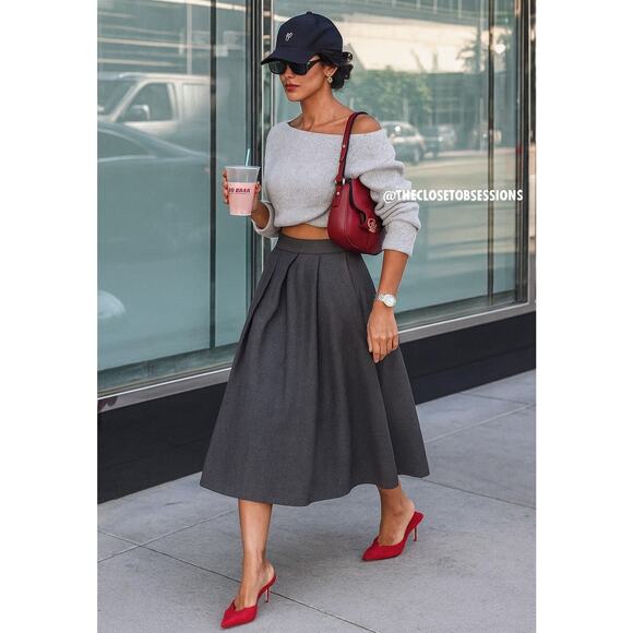 ZARA BLOGGER FAVE!!! Wool-Blend Midi Skirt NWT - Picture 2 of 16